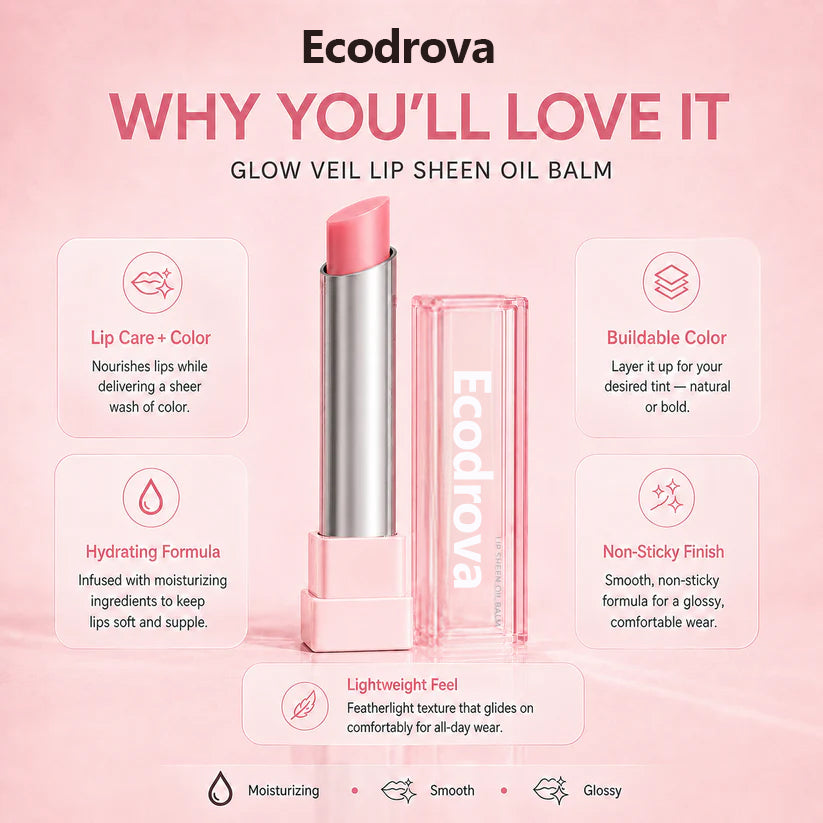 🔥Last Day Buy 1 Get 1 Free|Ecodrova GLOW VEIL LIP SHEEN OIL BALM